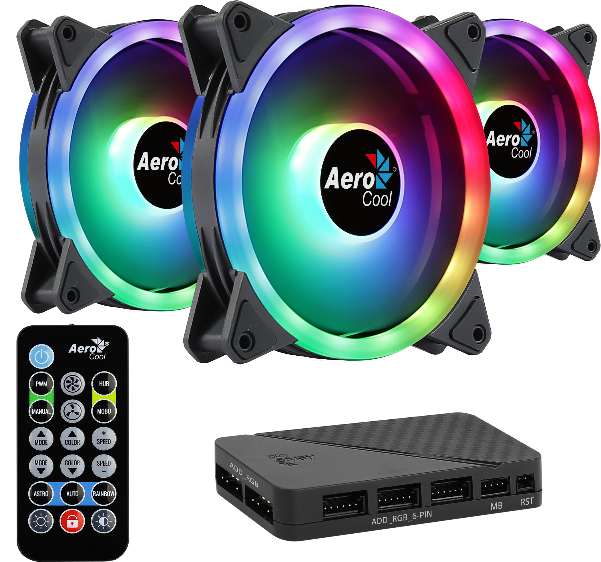 Aerocool DUO12PRO Kit 3xFan 12cm ARGB LED Dual Ring Antivibration 6 Pins Black Aerocool DUO12PRO Kit 3xFan 12cm ARGB LED Dual Ring Antivibration 6
