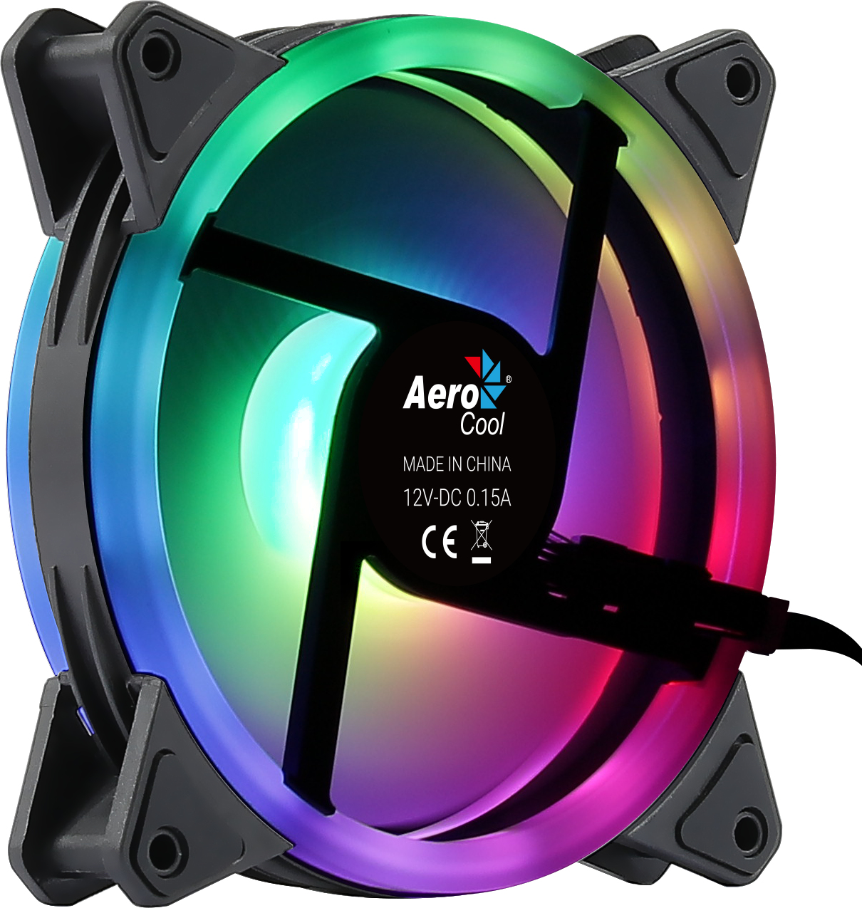 Aerocool DUO12 PC Fan 12cm ARGB LED Dual Ring Antivibration 6 Pins Black Aerocool DUO12 PC Fan 12cm ARGB LED Dual Ring Antivibration 6 Pins