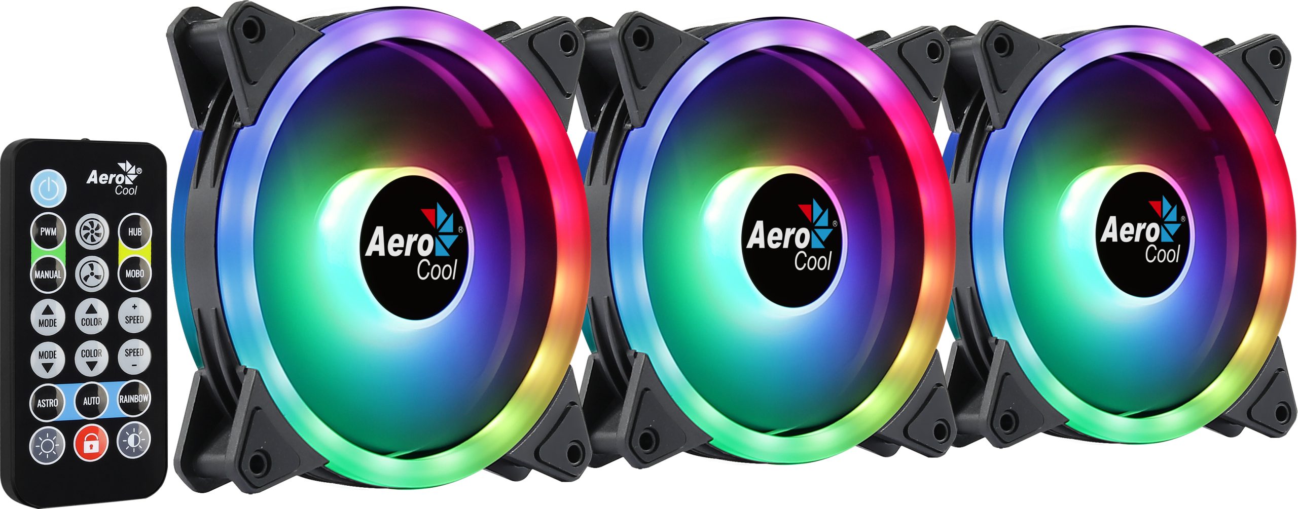Aerocool DUO12PRO Kit 3xFan 12cm ARGB LED Dual Ring Antivibration 6 Pins Black Aerocool DUO12PRO Kit 3xFan 12cm ARGB LED Dual Ring Antivibration 6